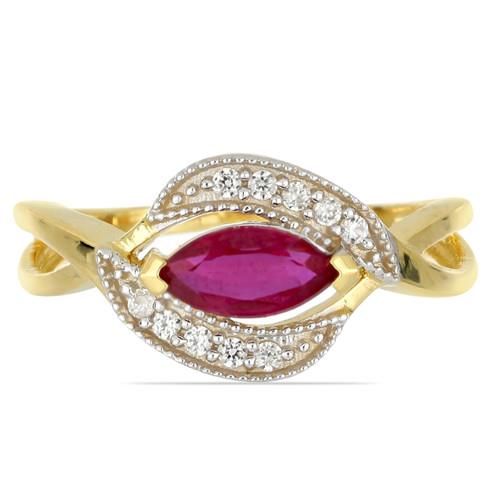 BUY 14K GOLD  GLASS FILLED RUBY GEMSTONE CLASSIC RING